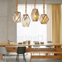 Luminária pendente estilo nórdico rústica de latão puro com cúpula de vidro