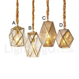 Luminária pendente estilo nórdico rústica de latão puro com cúpula de vidro