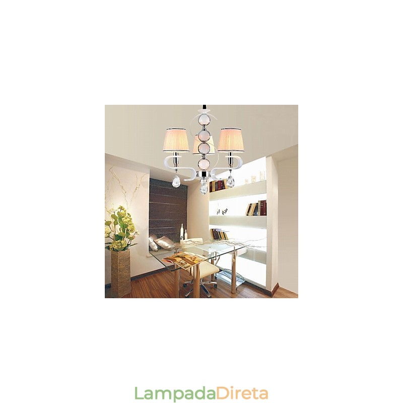 Lustre de tecido 3 luzes moderno minimalista lâmpada de alta qualidade