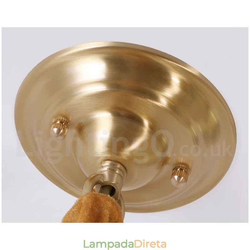 Luminária pendente estilo nórdico rústica de latão puro com cúpula de vidro
