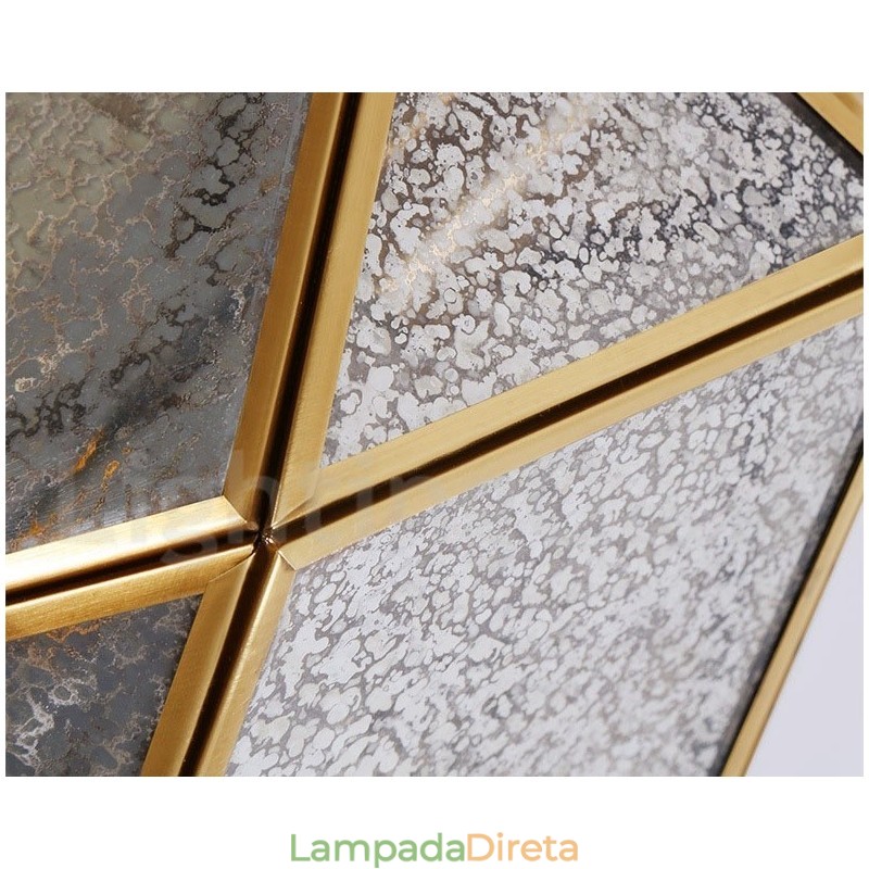 Luminária pendente estilo nórdico rústica de latão puro com cúpula de vidro