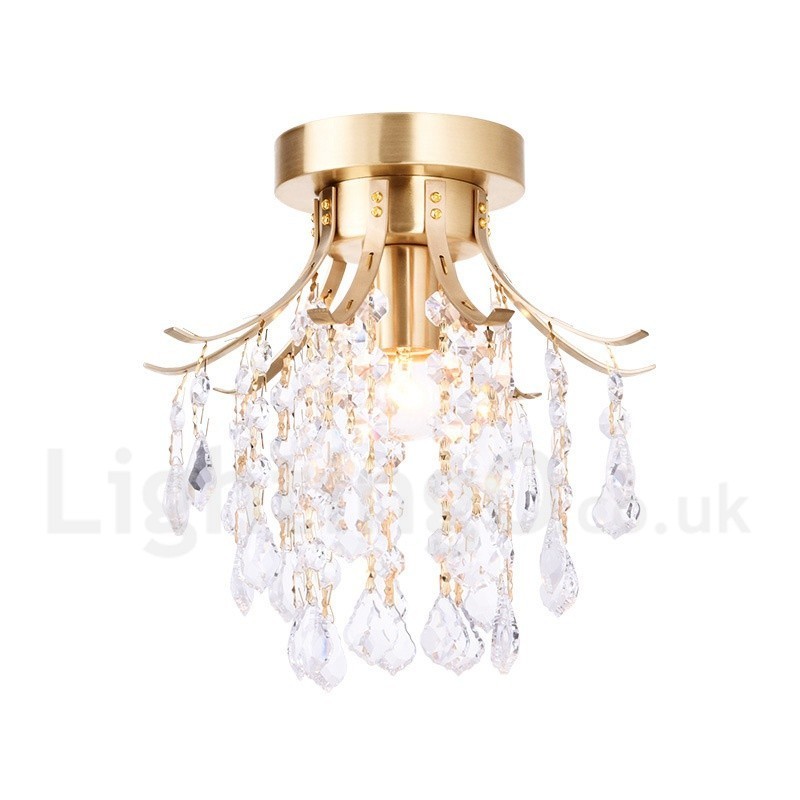 Pure Brass Rustic Lodge Nordic Style Luminárias de Teto de Cristal Embutidas