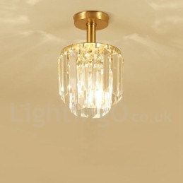 Pure Brass Rustic Lodge Nordic Style Luminárias de Teto de Cristal Embutidas
