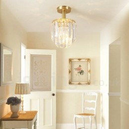Pure Brass Rustic Lodge Nordic Style Luminárias de Teto de Cristal Embutidas