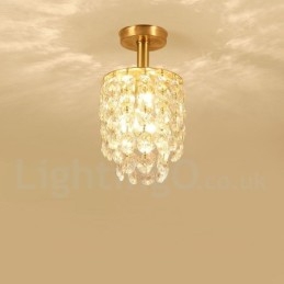 Pure Brass Rustic Lodge Nordic Style Luminárias de Teto de Cristal Embutidas