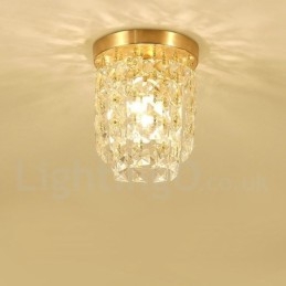 Pure Brass Rustic Lodge Nordic Style Luminárias de Teto de Cristal Embutidas