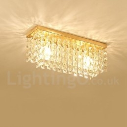 Pure Brass Rustic Lodge Nordic Style Luminárias de teto de cristal embutidas