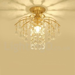 Pure Brass Rustic Lodge Nordic Style Luminárias de teto de cristal embutidas