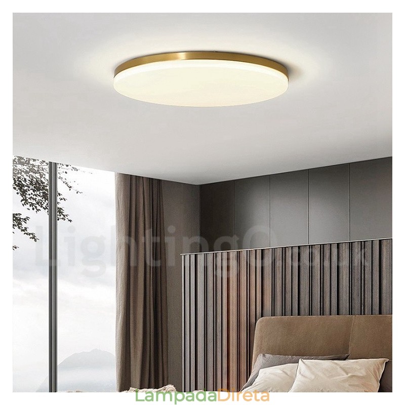 Luminárias de teto de latão ultrafinas redondas reguláveis, modernas, contemporâneas, estilo nórdico, embutidas, com cúpula de acrílico, também podem ser usadas como luminária de parede