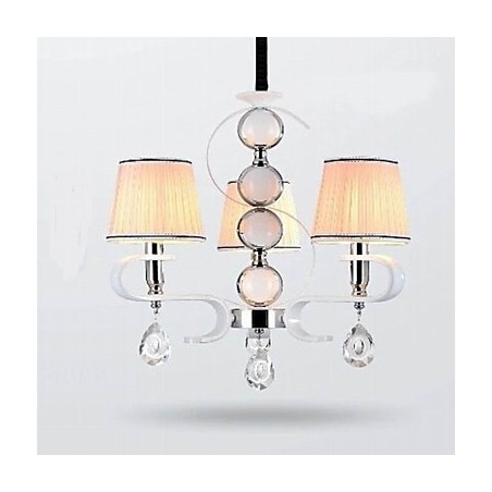 Lustre de tecido 3 luzes lâmpada de alta qualidade anel de prata jade branco Lustre de tecido 3 luzes lâmpada de alta qualidade anel de prata jade branco