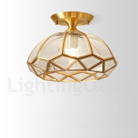 Pure Brass Rustic Lodge Nordic Style Flush Mount Ceiling Light com cúpula de vidro Pure Brass Rustic Lodge Nordic Style Flush Mount Ceiling Light com cúpula de vidro