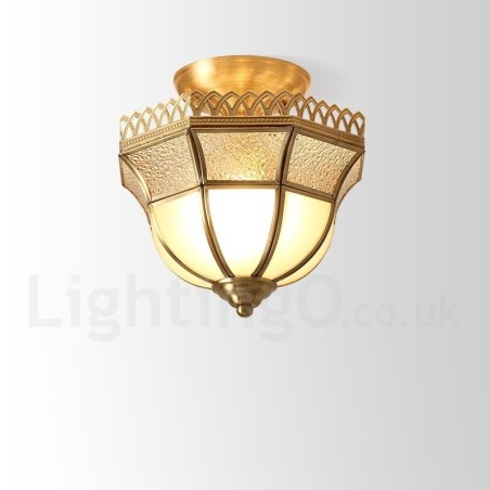 Pure Brass Rustic Lodge Nordic Style Flush Mount Ceiling Light com cúpula de vidro Pure Brass Rustic Lodge Nordic Style Flush Mount Ceiling Light com cúpula de vidro