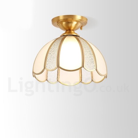 Pure Brass Rustic Lodge Nordic Style Flush Mount Ceiling Light com cúpula de vidro Pure Brass Rustic Lodge Nordic Style Flush Mount Ceiling Light com cúpula de vidro