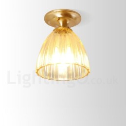 Pure Brass Rustic Lodge Nordic Style Flush Mount Ceiling Light com cúpula de vidro