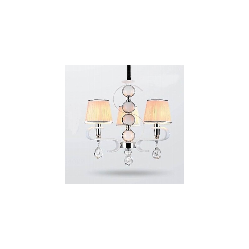 Lustre de tecido 3 luzes lâmpada de alta qualidade anel de prata jade branco