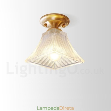 Pure Brass Rustic Lodge Nordic Style Flush Mount Ceiling Light com cúpula de vidro Pure Brass Rustic Lodge Nordic Style Flush Mount Ceiling Light com cúpula de vidro