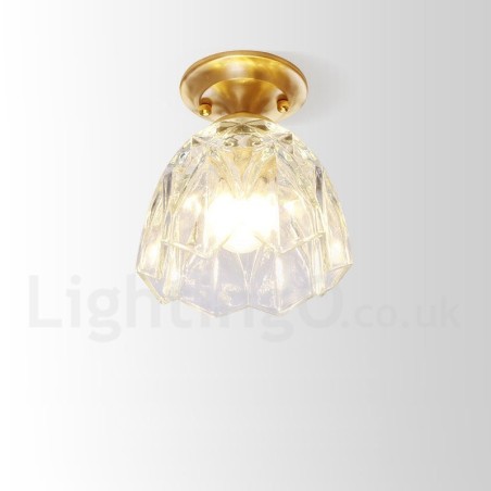 Pure Brass Rustic Lodge Nordic Style Flush Mount Ceiling Light com cúpula de vidro Pure Brass Rustic Lodge Nordic Style Flush Mount Ceiling Light com cúpula de vidro