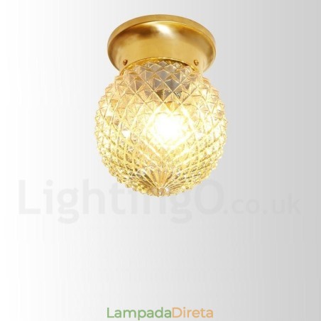 Pure Brass Rustic Lodge Nordic Style Flush Mount Ceiling Light com cúpula de vidro Pure Brass Rustic Lodge Nordic Style Flush Mount Ceiling Light com cúpula de vidro