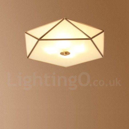 Pure Brass Rustic Lodge Nordic Style Flush Mount Ceiling Light com cúpula de vidro Pure Brass Rustic Lodge Nordic Style Flush Mount Ceiling Light com cúpula de vidro