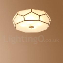 Pure Brass Rustic Lodge Nordic Style Flush Mount Ceiling Light com cúpula de vidro