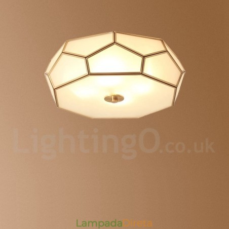 Pure Brass Rustic Lodge Nordic Style Flush Mount Ceiling Light com cúpula de vidro Pure Brass Rustic Lodge Nordic Style Flush Mount Ceiling Light com cúpula de vidro