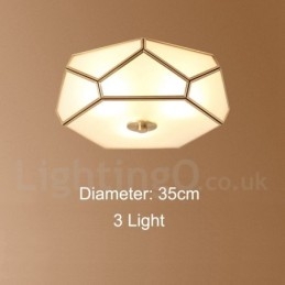 Pure Brass Rustic Lodge Nordic Style Flush Mount Ceiling Light com cúpula de vidro