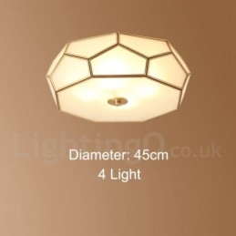 Pure Brass Rustic Lodge Nordic Style Flush Mount Ceiling Light com cúpula de vidro
