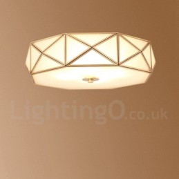Pure Brass Rustic Lodge Nordic Style Flush Mount Ceiling Light com cúpula de vidro