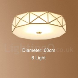 Pure Brass Rustic Lodge Nordic Style Flush Mount Ceiling Light com cúpula de vidro