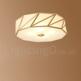 Pure Brass Rustic Lodge Nordic Style Flush Mount Ceiling Light com cúpula de vidro