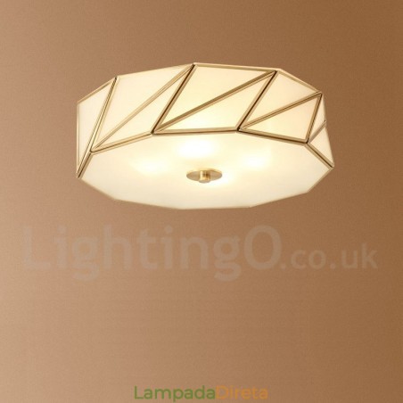 Pure Brass Rustic Lodge Nordic Style Flush Mount Ceiling Light com cúpula de vidro Pure Brass Rustic Lodge Nordic Style Flush Mount Ceiling Light com cúpula de vidro