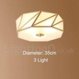 Pure Brass Rustic Lodge Nordic Style Flush Mount Ceiling Light com cúpula de vidro