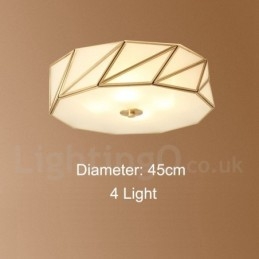 Pure Brass Rustic Lodge Nordic Style Flush Mount Ceiling Light com cúpula de vidro