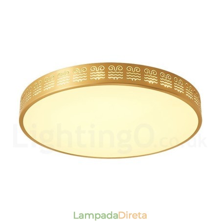 Luminária de teto redonda de latão puro, moderna, contemporânea, estilo nórdico, embutida, com abajur de acrílico Luminária de teto redonda de latão puro, moderna, contemporânea, estilo nórdico, embutida, com abajur de acrílico