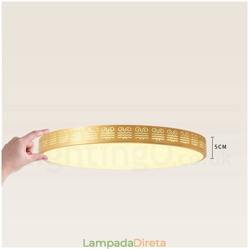 Luminária de teto redonda de latão puro, moderna, contemporânea, estilo nórdico, embutida, com abajur de acrílico