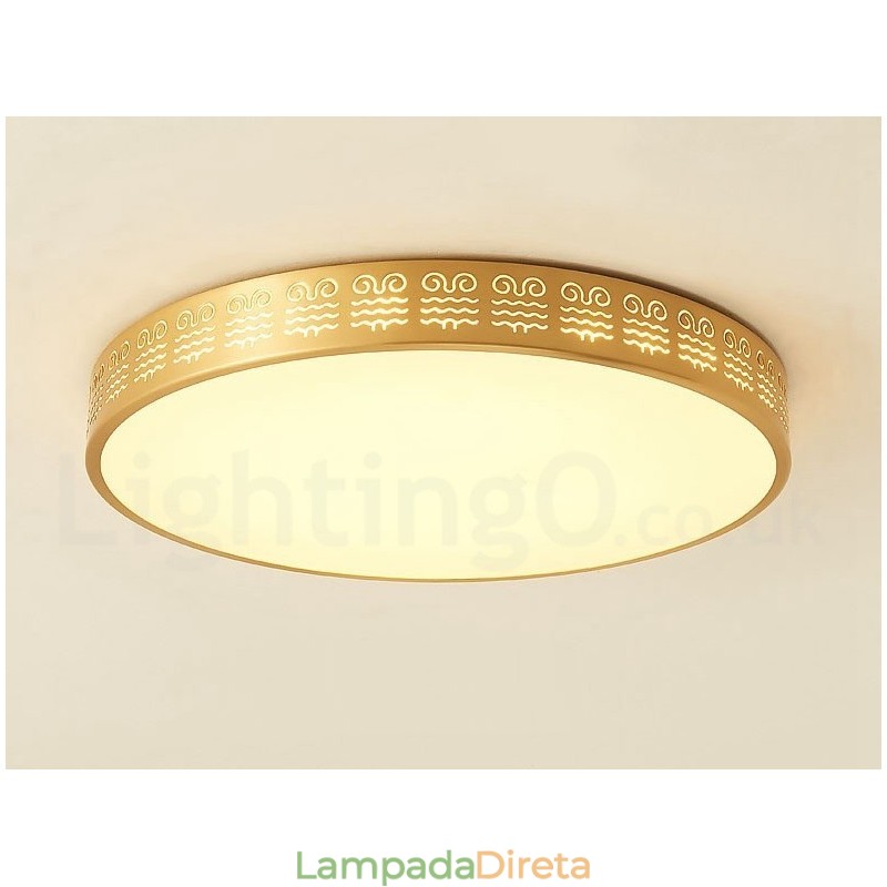 Luminária de teto redonda de latão puro, moderna, contemporânea, estilo nórdico, embutida, com abajur de acrílico