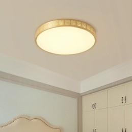 Luminária de teto redonda de latão puro, moderna, contemporânea, estilo nórdico, embutida, com abajur de acrílico