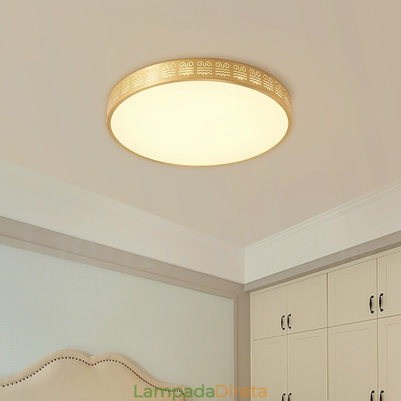 Luminária de teto redonda de latão puro, moderna, contemporânea, estilo nórdico, embutida, com abajur de acrílico