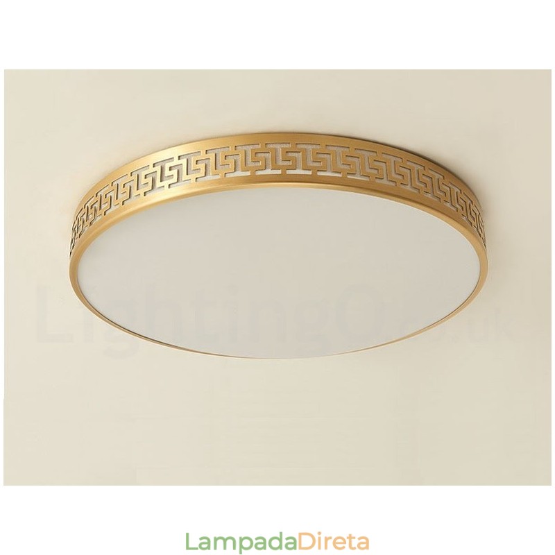 Luminária de teto redonda de latão puro, moderna, contemporânea, estilo nórdico, embutida, com abajur de acrílico