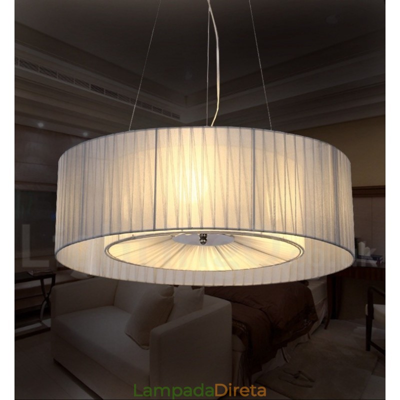 Drum 4 Luzes Pendentes Modernas com Sombra de Tecido