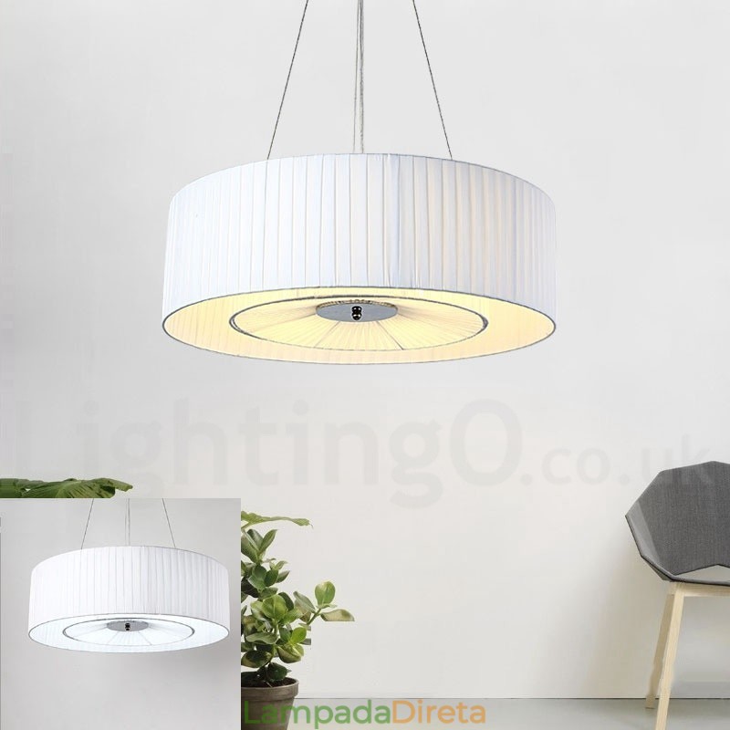 Drum 4 Luzes Pendentes Modernas com Sombra de Tecido