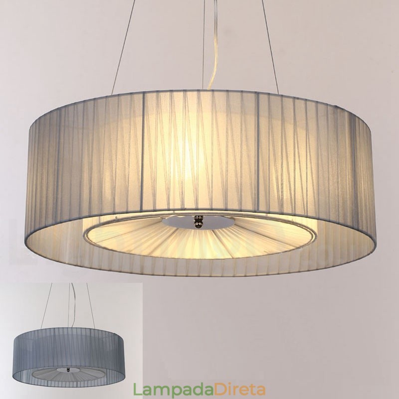 Drum 4 Luzes Pendentes Modernas com Sombra de Tecido