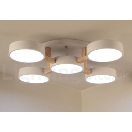 Lustre de madeira moderno estilo nórdico contemporâneo luz de teto embutida com sombra de acrílico