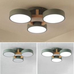 Lustre de madeira moderno estilo nórdico contemporâneo luz de teto embutida com sombra de acrílico