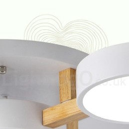 Lustre de madeira moderno estilo nórdico contemporâneo luz de teto embutida com sombra de acrílico