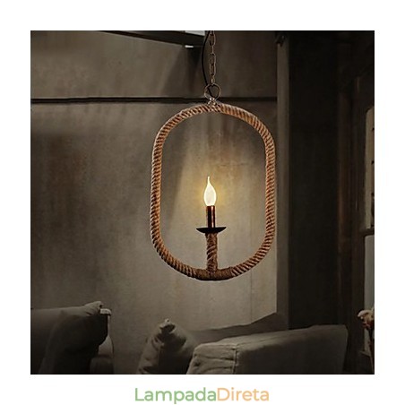 Retro 1 Lâmpada Corda de Cânhamo Lustre Retro Estilo Country Retro 1 Lâmpada Corda de Cânhamo Lustre Retro Estilo Country