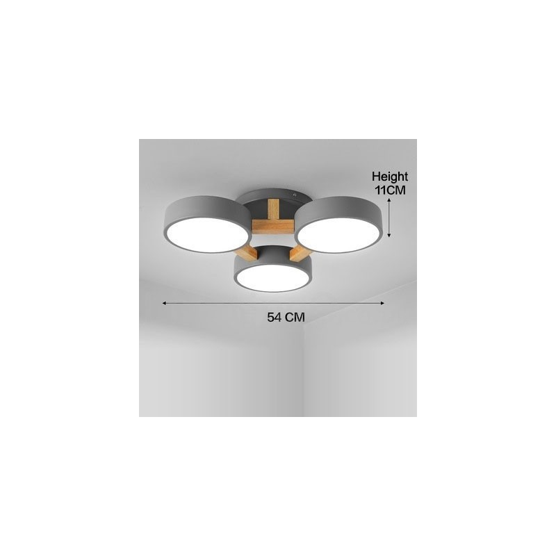 Lustre de madeira moderno estilo nórdico contemporâneo luz de teto embutida com sombra de acrílico