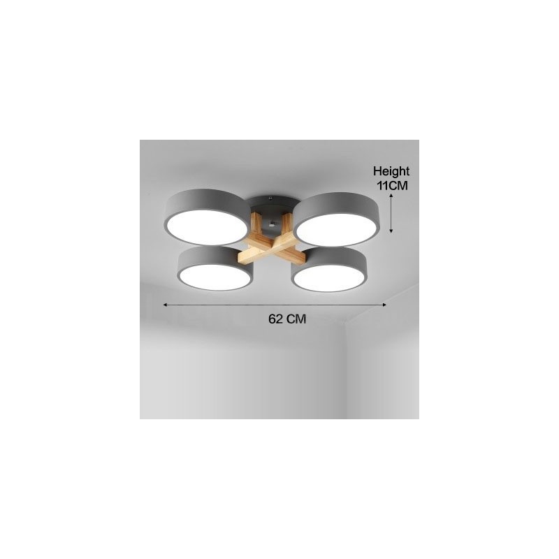 Lustre de madeira moderno estilo nórdico contemporâneo luz de teto embutida com sombra de acrílico