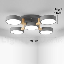 Lustre de madeira moderno estilo nórdico contemporâneo luz de teto embutida com sombra de acrílico