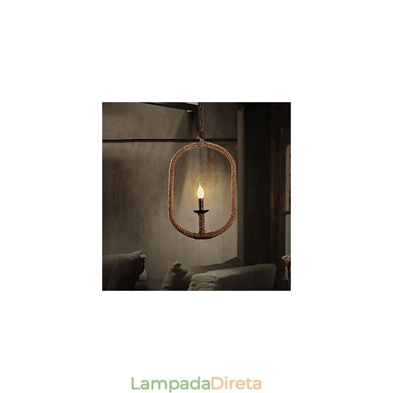 Retro 1 Lâmpada Corda de Cânhamo Lustre Retro Estilo Country